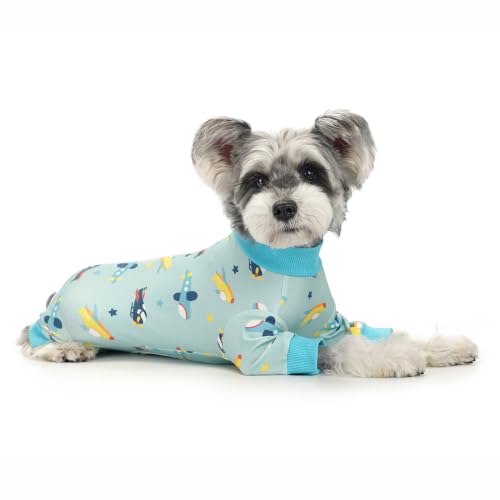 Image of Dog Recovery Suit Female Male Small Medium Dogs,Dog Surgical Recovery Suite Bodysuit After Surgery Puppy Cat Long Sleeve Onesies Bodysuit After Surgery Wound Protective (Blue Plane, M)