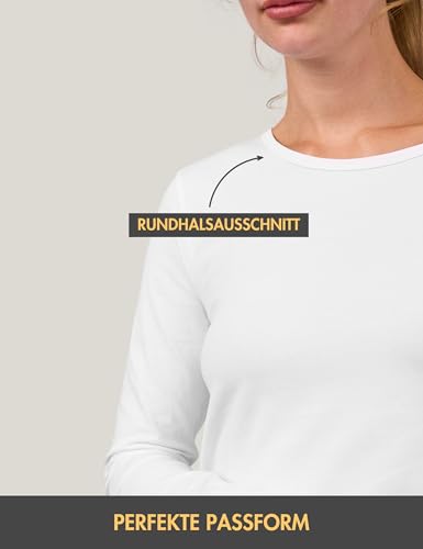 Basic Treasure Pack de 2/3 camisetas de manga corta para mujer o camisetas de manga larga para mujer, 100% algodón, 2 x blanco - manga larga, S