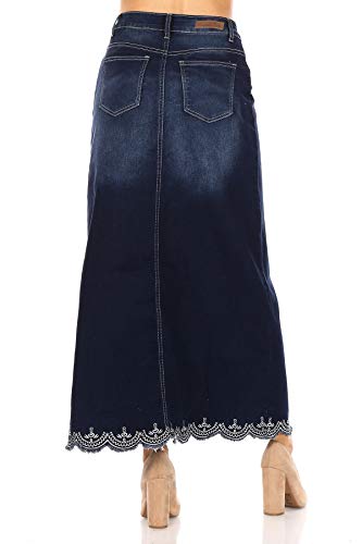 Fashion2Love Women's Juniors/Plus Size Long A-Line Stretch Denim Maxi Skirt3