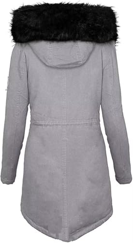 KaloryWee Summer Winter Coats Women Warm Faux Fur Lining Hooded Coat Ladies Plus Size Thicken Jackets Mid-Long Outwear (UK, Alpha, L, Regular, Regular, White) - Image 3