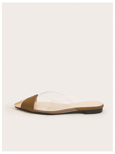 OYOANGLE Women's Metallic Transparent PVC Pointed Toe Flat Shoes Slip On Casual Outdoor Flat Mules3