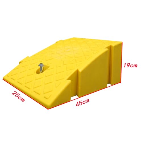 Rampa portátil ligera de plástico, resistente y soporta presión, adecuada para entradas, aceras, bicicletas y motos (Amarillo, 25 x 45 x 19 cm) miniatura 2