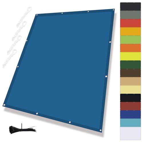 MENGH Sonnenschutz Balkon,Balkonverkleidung mit Seil,Sonnensegel Wasserdicht mit ösen,PES Polyester ReißFest WetterfestDeko für Balkongeländer, Terrasse & Garten Blau 2x3m