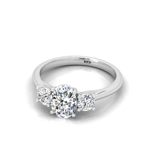 Image of BFD 2.00Carat D/VS Oval and Round Diamond Trilogy Ring in Platinum Size O