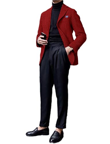 Manteau Blazer Homme Pied-de-Poule de Qualité Supérieure Ulnomio