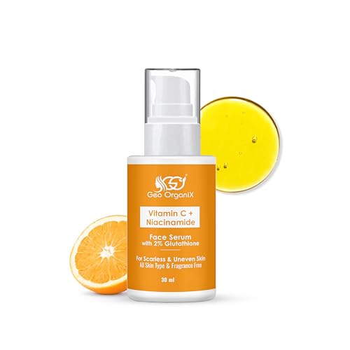 Image of Vitamin C + Niacinamide Face Serum with 2% Glutathione | Brightening & Anti-Pigmentation Serum for Dark Spots & Acne Marks | Helps Improve Skin Tone, Radiance & Clarity | Lightweight Daily Serum for All Skin Types | 30 ml (Pack of 1)