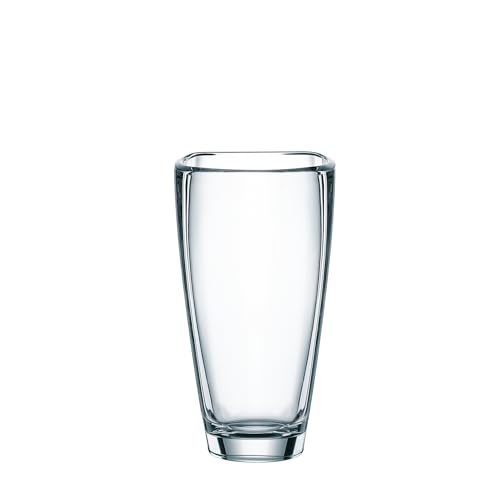 Nachtmann Carre Collection Crystal Vase, Clear Glass, 9.8 - Inch, Decorative Flower Vase, Anniversary, Wedding, and Housewarming Gift, Dishwasher Safe