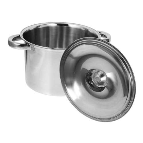 GOOHOCHY Olla Inoxidable Doble Asa y Tapa Olla para Cocción de para Hervir y Conservar Alimentos Multiusos y Duradera