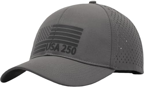 Image of 250th Anniversary USA Flag Hat, Laser Cut Breathable Mesh Patriotic Tactical Baseball Cap for Men Women, Fits OSFM&XXL Head