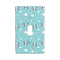 Cute Panda Cloud Print Light Switch Cover Plate, 1- Gang Standard Size 4.5\" x 2.76\", Decorative Toggle Wall Plate Covers, Unbreakable Polycarbonate Thermoplastic