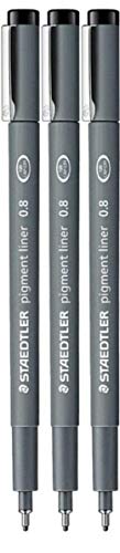 STAEDTLER Staedtler 0.8 Mm Pigment Liner Fineliner Sketching Drawing Drafting Pens Pack of 3