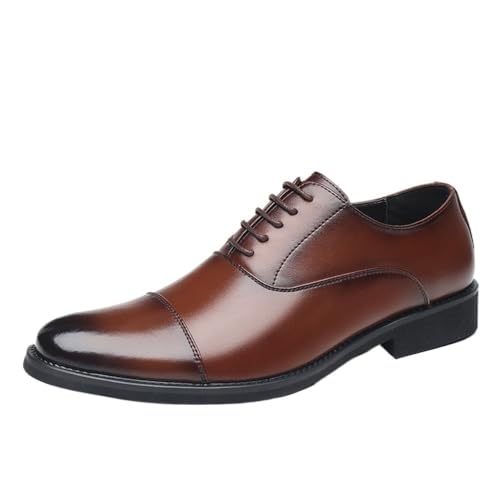 Men's Anti-Slip Business Dress Shoes Breathable Lace Up Formal Oxfords Versatile Stylish Youth Leather Shoes