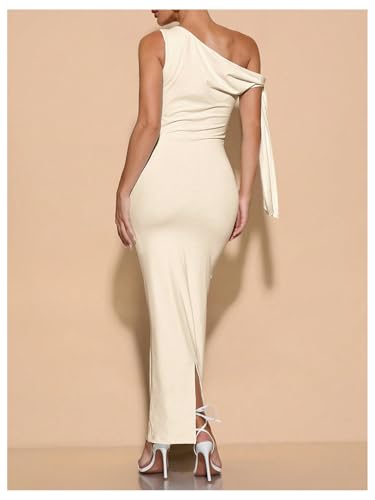 Image of SOLY HUX Women's Off The Shoudler Bodycon Maxi Dress Asymmetrical Neck Bow Tie Cocktail Party Long Dresses