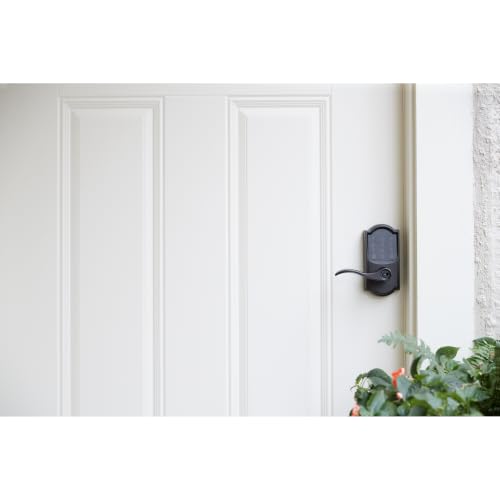 Image of Schlage Encode Smart WiFi Lock, Lever Handle, Camelot Trim, Aged Bronze | Keyless door lock with handle, Touchscreen keypad, App control, Alexa, Google, Ring & Airbnb compatible, Certified security