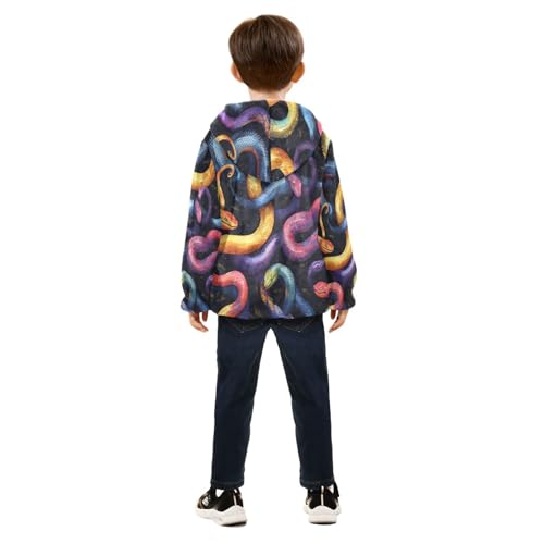 Abstract Snakes Watercolor Toddler Fleece Jacket Girl Boys Hooded Fleece Jacket Coat Warm Outwear Zip-up 3-10T4