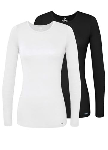 Adar Uniforme Médical Manches Longues - sous Vêtement Confortable Femme Lot de 2-2902 - Black/White - S