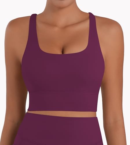 Image of Sunzel Sunzfly Sports Bra for Women, Scoop Neck Crisscross Back Padded Low Impact Bras Tops for Workout Yoga Gym