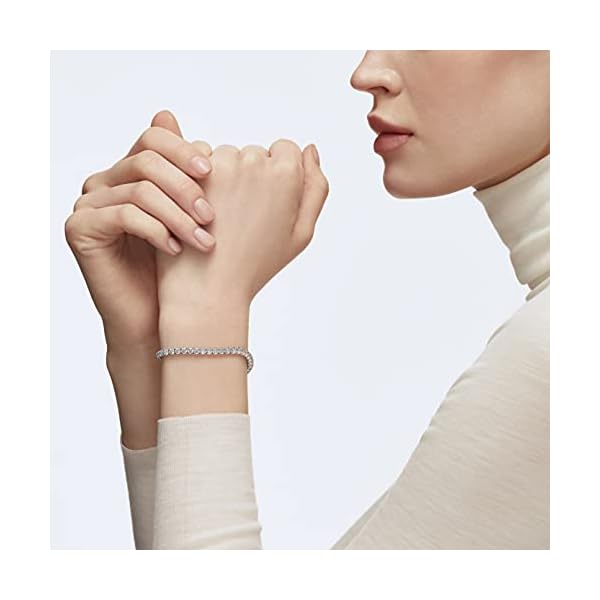 SWAROVSKI-Womens-Tennis-Deluxe-Bracelet-and-Necklace-Jewelry-Collection Swarovski Tennis Deluxe Collection Women's Tennis Bracelet, Sparkling Clear Crystals with Rhodium Plated Band