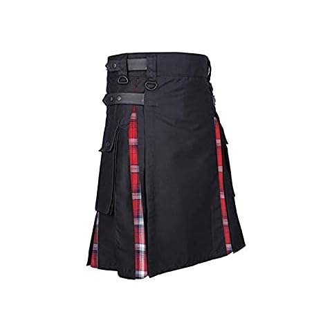 Tartan Hybrid Utility Kilts for Men Highland Scottish Traditional Poly Viscose Wedding Dress Casual Party Kilt Royal Stewart Tartan Cover