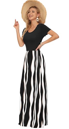 Image of AUSELILY Women's Classic Short Sleeve Loose Plain Casual Long Maxi Dresses for Women 2026