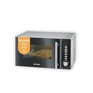 SEVERIN 3-in-1 Mikrowelle mit Grill und Heißluftfunktion, Minibackofen mit 10 Leistungsstufen, multifunktionale Mikrowelle mit Drehteller und Grillrost, schwarz, MW 7773