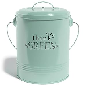 Barnyard Designs Compost Bin for Kitchen Counter – 1.2 Gallon Countertop Composter with Extra Smell-Absorbing Filters and Inner Bucket for Easy Cleaning – Food Waste Bin for Kitchen with Lid (Mint)