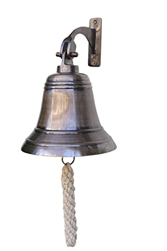 6" Solid Brass Bell Quality Marine Wall Mounted Ship Old Antique Finished Hanging Bell Perfect For Dinner, Indoor, Outdoor, School, Bar, Reception, Last Order & Church By The Metal Magician #TOP7