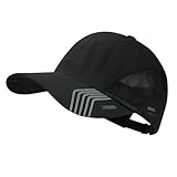 Croogo Quick Drying Sun Hat UPF 50+ Baseball Cap Summer UV Protection Outdoor Cap Men Women Sport Cap Hat, Black, 21.6-24.4 inch