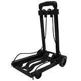 ANDRESLAD Carrito de Equipaje Plegable y Ligero Doble Gancho, Base de Plástico Reforzado, Ruedas Resistentes, Portátil para Compras y Viajes, Carro Utilitario Compacto y Ajustable