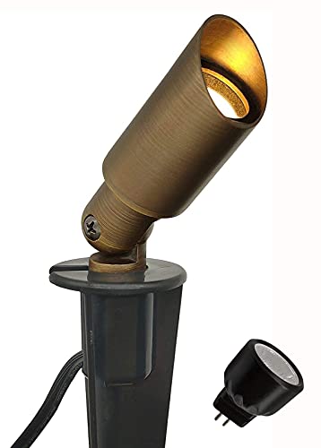 Gkoled 4-Pack Low Voltage Black Round Deck Lights With Mini Size Brass Landscape Spotlight #TOP5