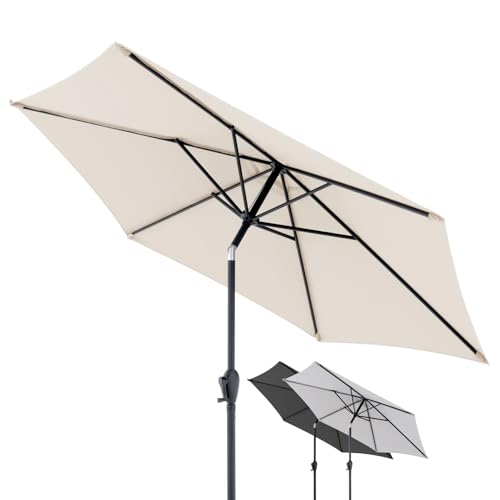 Doppler Sonnenschirm für den Garten Jack 250cm in Natur - Runder Sonnenschirm für Balkon & Terrasse - Schirm knickbar - Balkonsonnenschirm - Kurbelschirm - Gartenschirm mit Kurbelfunktion