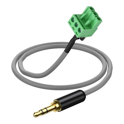 XMSJSIY 3.5mm to Phoenix Terminal Connector Audio Cable 1/8" TRS Male to 3-pin 5.08mm/0.2inch Pitch PCB Phoenix Female Plug Stereo Solderless Screw Block Connector Cord - 50CM/1.64FT