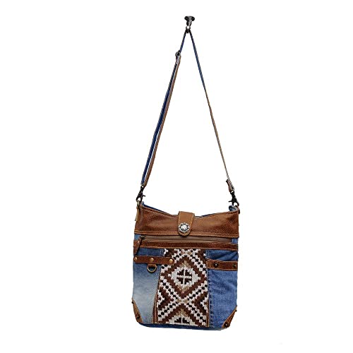 Myra Bag Western Leather Shoulder Bag for Women - Upcycled Canvas Crossbody Sofia Mia4