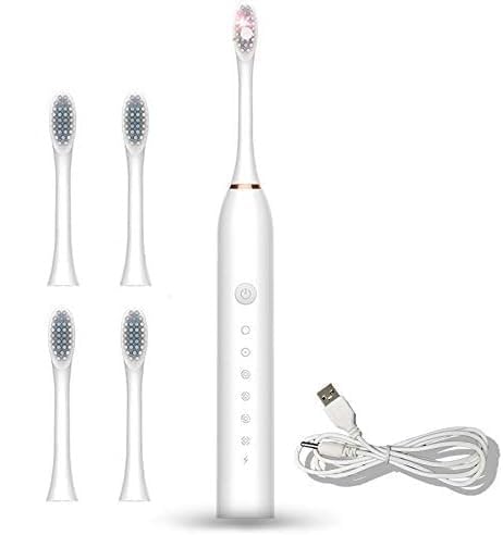 Electric Toothbrush for Adults with 4 Replacement Brush Heads Rechargeable Ipx7 Smart 6 Speed Timer Power Electric Toothbrush-image-12