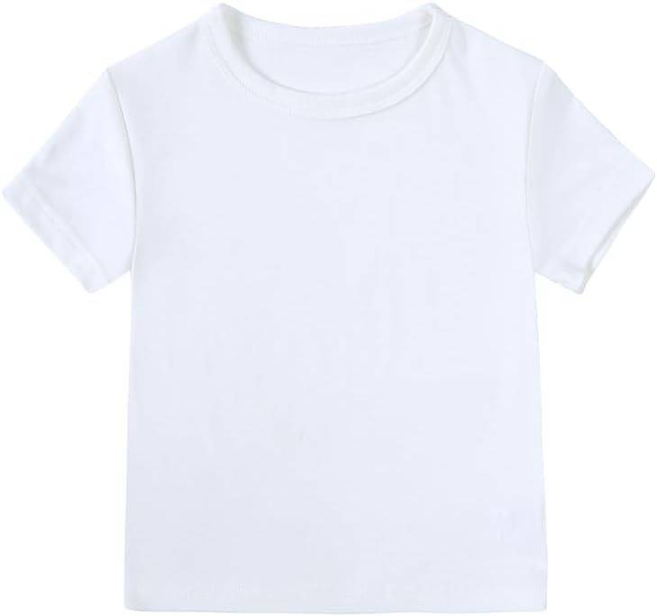 MYGBCPJS Boys Girls 2 Pack Modal Crewneck Shirt Kids Summer Short Sleeve Tees Basic T-Shirt Infant Toddler Athletic Tshirt(2 Pack T-shirt-04,12-24 Months)