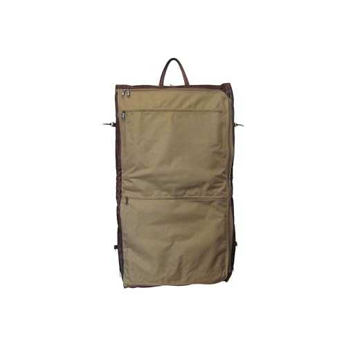 Leather Three-Suit Garment Bag in Top Grain Genuine Leather with Shoulder Strap, Spacious Compartments, and Wrinkle-Free Suit Holder, 23" x 5" x 19"3