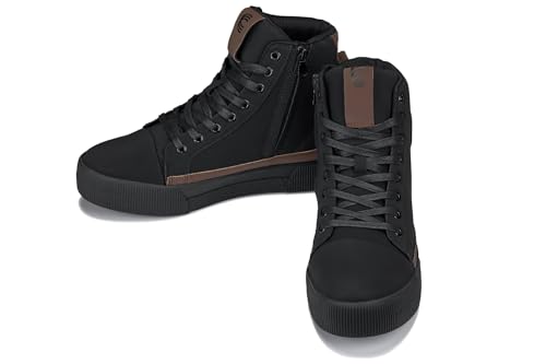 Image of CALTO Men's Invisible Height Increasing Elevator Shoes - Zip-up Cap Toe High Top Sneaker Boots - 2.4 Inches Taller