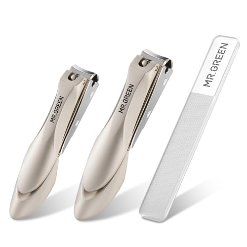 MR.GREEN Nail Clippers Stainless Steel Anti Splash Fingernail Cutter Manicure Tools Bionics Design Pedicure Scissor Nail Trimmer (Nail Clipper Two-Pack (Medium+Large))