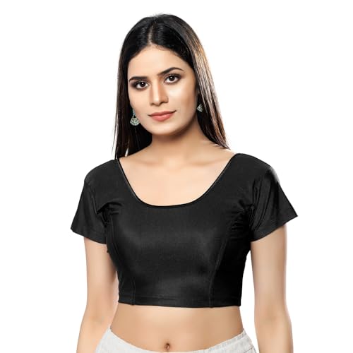Image of Vamas Women's Shimmer Non-Padded Stretchable Short Sleeve Saree Blouse (A-17.N)