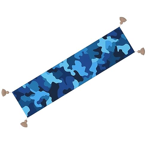 Chemin de table en lin camouflage bleu 35x40 cm pour repas chaleureux - 3
