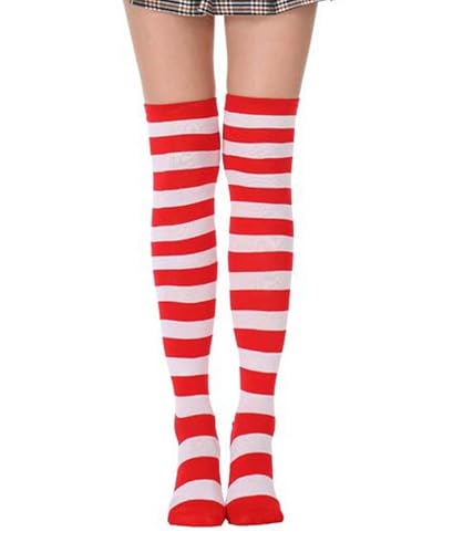 Image of Womens Thigh High Socks Athletic Stripe Cute Colorful Over the Knee High Sock Colorful Long Tube Sock