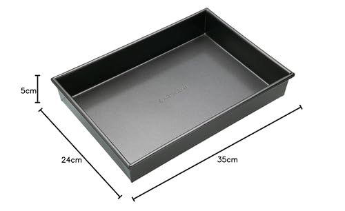 Miniatura 4 de Masterclass Bandeja Para Hornear Hornear Con Antiadherente Ptfe, Pfoa Y Bpa, Robusta Bandeja Rectangular Profunda De Acero Al Carbono De 1 Mm, 35 X 24 Cm Gris