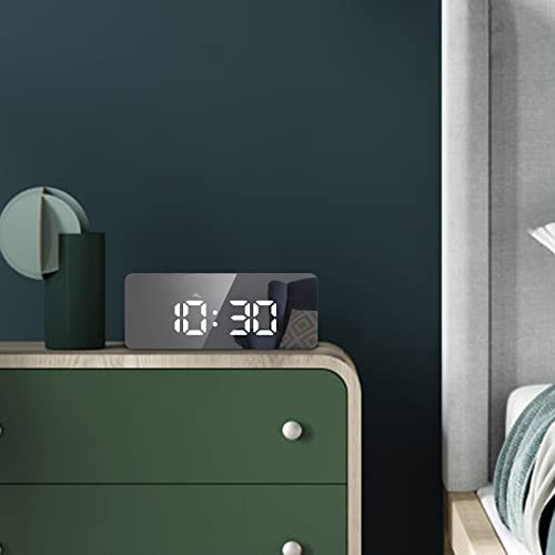 Jxtz Digital Alarm Clock, Led Alarm Clocks Bedside With Temperature, Usb/Battery Powered Bedside Clock With 2 Adjustable Brightness, Snooze, Voice Control, Date, Time, For Makeup Home Travel #TOP6