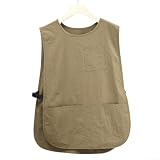 Öldichte Schürze, wasserdichte Küchenweste für Barista, Arbeitskleidung, Catering, Uniform, Kochweste mit Taschen, verstellbar, Kochlätzchen, schmutzabweisend, professionelle Küche, schwarz (Khaki)