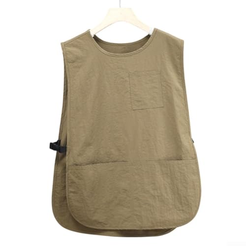 Tablier de cuisine imperméable et résistant aux taches pour barista, uniforme de restauration, uniforme de restauration, gilet de chef avec poches réglables, résistant aux taches, noir (kaki)