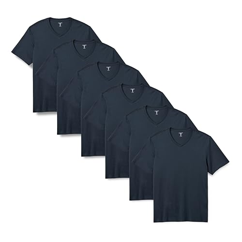 Amazon Essentials Hombre Cuello en V de manga corta de ajuste regular, Paquete de 6, Azul Marino, XL