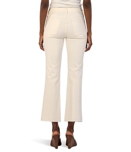 KUT from the Kloth Women's Petite Kelsey High-Rise Ankle Flare with Raw Hem in Ecru2