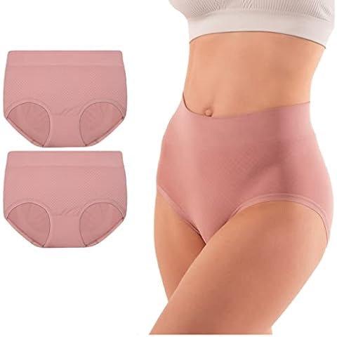 SINOPHANT Underwear Womens - Breathable Wicking Sports Soft Seamless Briefs Ladies Underwear Knickers Packs Panties for Women(One Size,2 Pink) Cover