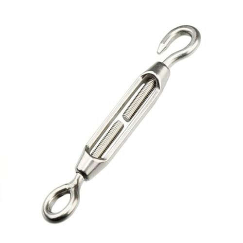 NGCG Silver Stainless Steel 304 Turnbuckles M6 Adjust Chain Rigging Hook & Eye Turnbuckle Wire Rope Tension Device Line OC Adjust Chain, M5