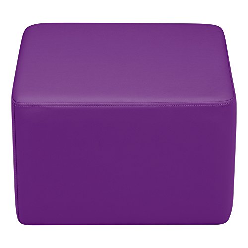 Image of Sprogs 12 inch H Structured Cube Stool -Flexible Modular Collaborative Soft Seating for Office, Home, Lounge and School Classrooms with Durable Frame & Set of 6 inch Legs Add-on -Purple